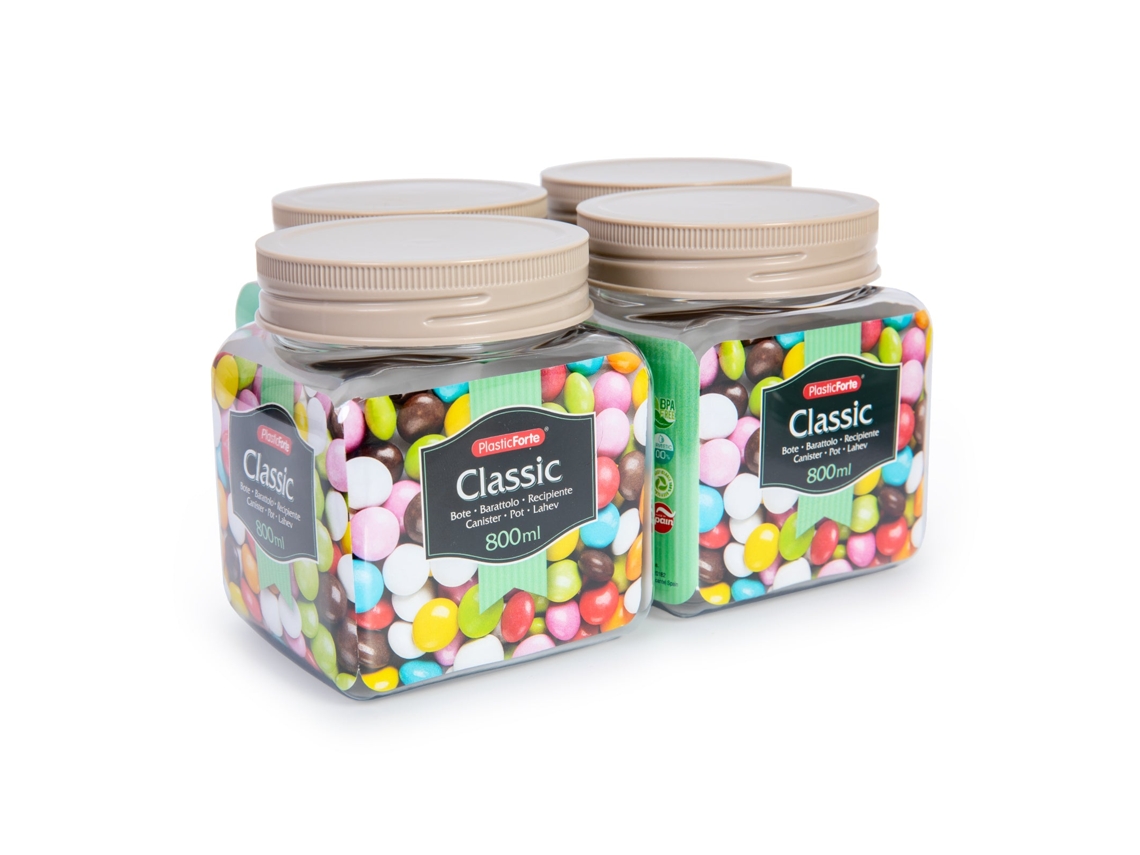 Pack de 4 Botellas PLASTIC FORTE (9.5 x 10.5 x 11.8 cm - Plástico - Multicolor)