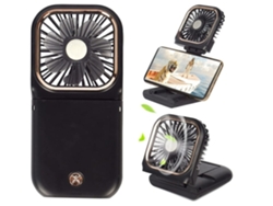 Mini ventilador portátil inalámbrico, cargador portátil, pequeño ventilador, ventilador personal plegable, alimentación USB, 3000 mAh, 3 velocidades, negro USHION
