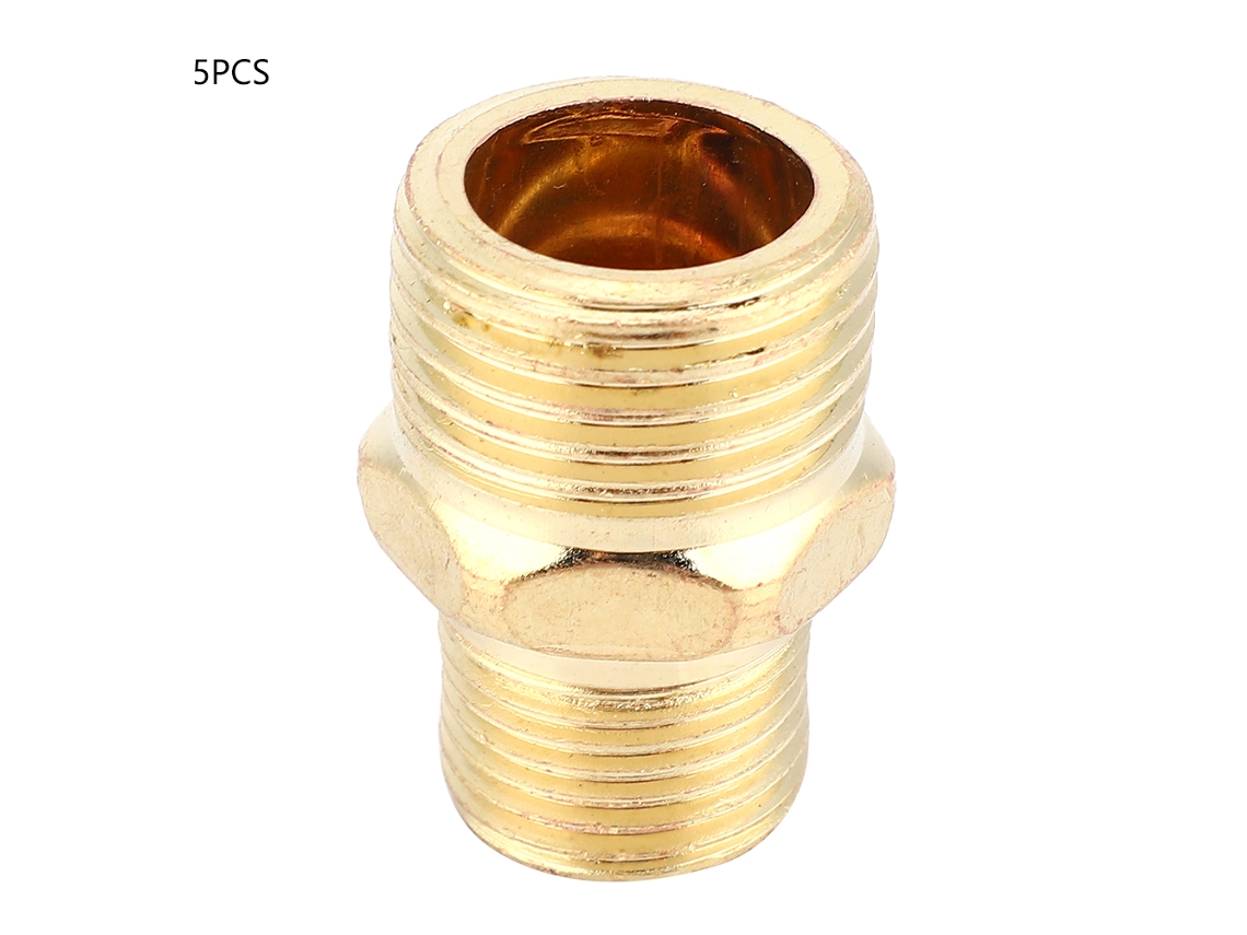 5 Conectores Rápidos De Acero Bspt Con Rosca Macho Recta De 3/8" A 1/2" Para Tuberías.