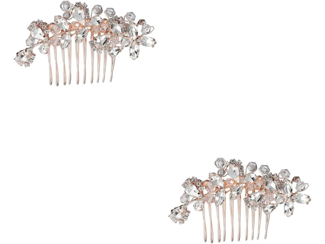 Conjunto De 2 Presilhas De Cabelo Deslumbrantes Para Noivas, Acessório De Cabelo Elegante Com Detalhes