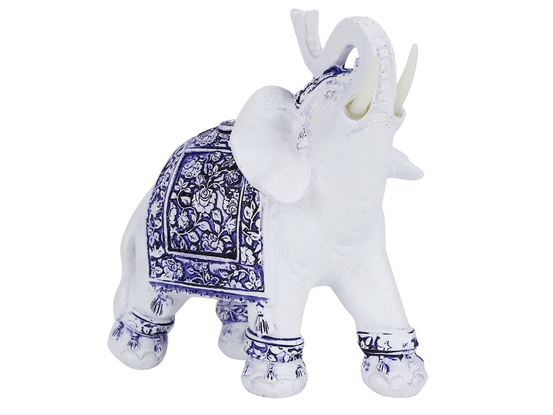 Figura de animal de resina, porcelana azul y blanca, decoración del hogar L