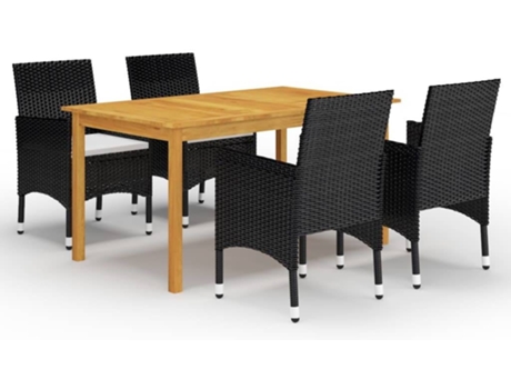 Conjunto 5 de comedor para jardín de VIDAXL negro