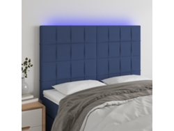 Cabecero Con Luces Led Tela Azul 144x5x118/128 Cm