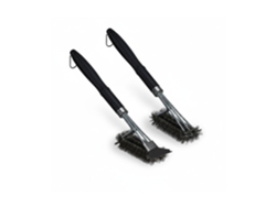 Relaxdays Set De 2 Cepillos Para Barbacoa, Limpieza Parrilla Con Raspador, 45 Cm, Escobilla Alambre Triple, Negro