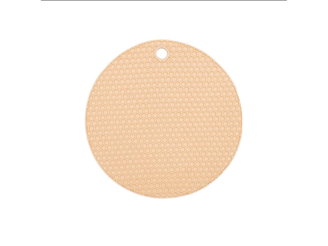 Colador Redondo De Goma, Seguro, Antideslizante, Resistente Al Calor, Lavable, 17,5 Cm, Beige.