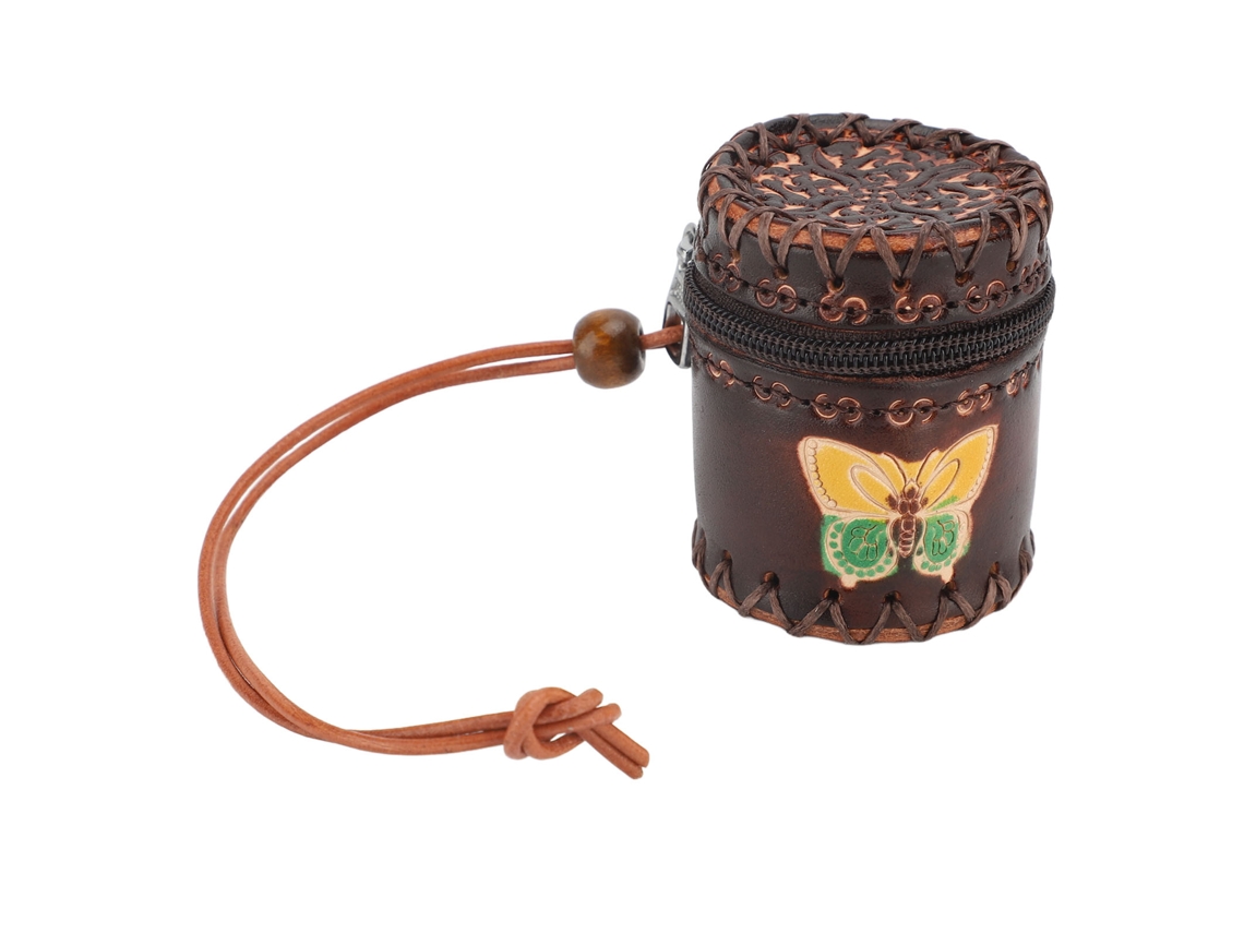 Lindo Mini Bolso De Piel Con Forma De Vaca Para Maquillaje, Lápiz Labial, Tarjeta Y Llavero - Marrón