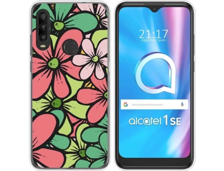 Carcasa Alcatel 1SE 2020 TUMUNDOSMARTPHONE Dibujos Transparente Flores 02 Multicolor