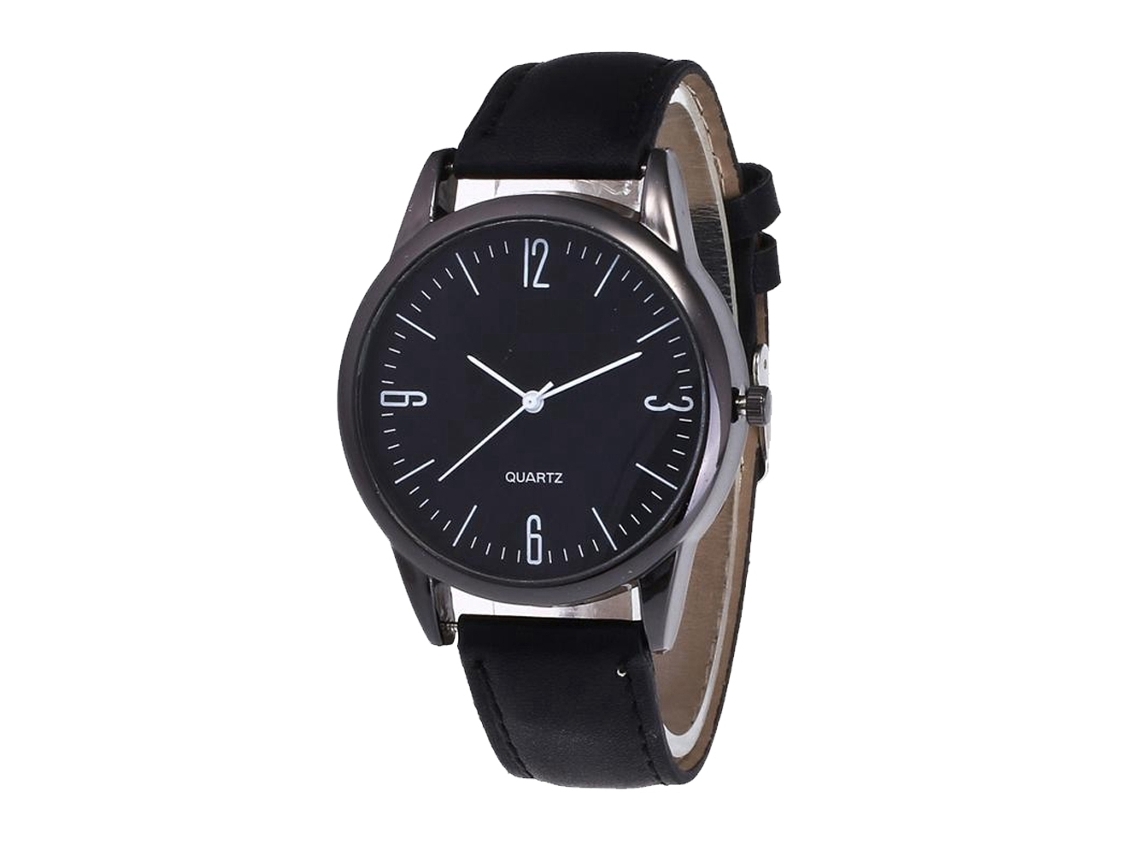 Reloj Digital De Cuarzo Para Hombre, De Cuero Negro, Estilo Sencillo, Correa Elegante.