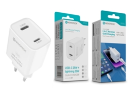 Cargador Gan Novoteck C-021 - USB-C 25W + Lightning 20W, tecnología PD