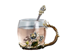 Vaso de vidrio esmaltado de 330 ml, resistente al calor, para té de flores de jazmín, uso doméstico
