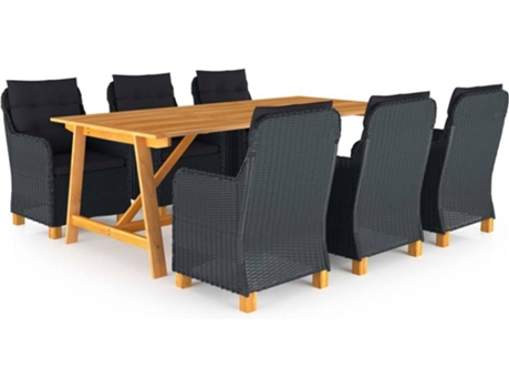 Conjunto 7 de comedor de jardín VIDAXL gris oscuro