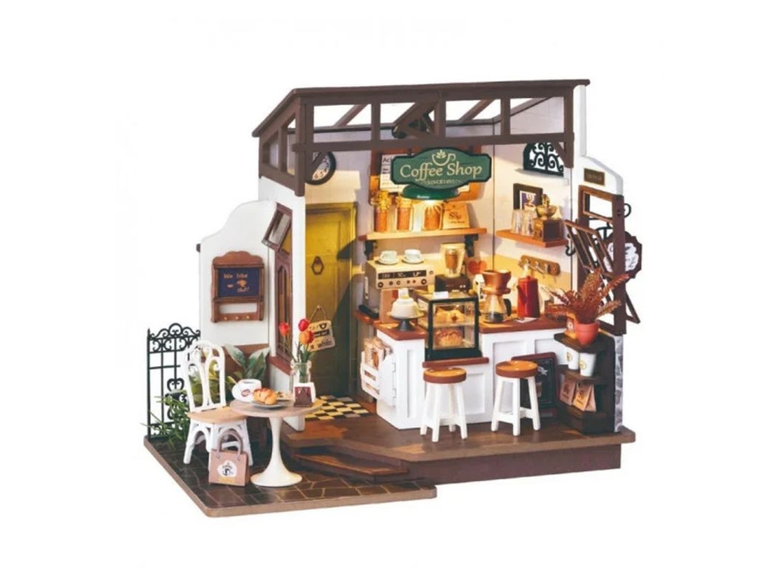 Maqueta Cafetería En Miniatura Diy Premium 3d Dg162 Robotime Madnesstoysmás De 8 Años