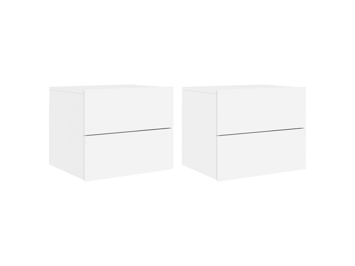 Maison Exclusive - Mesitas De Noche De Pared Con Luces Led 2 Unidades Blanco