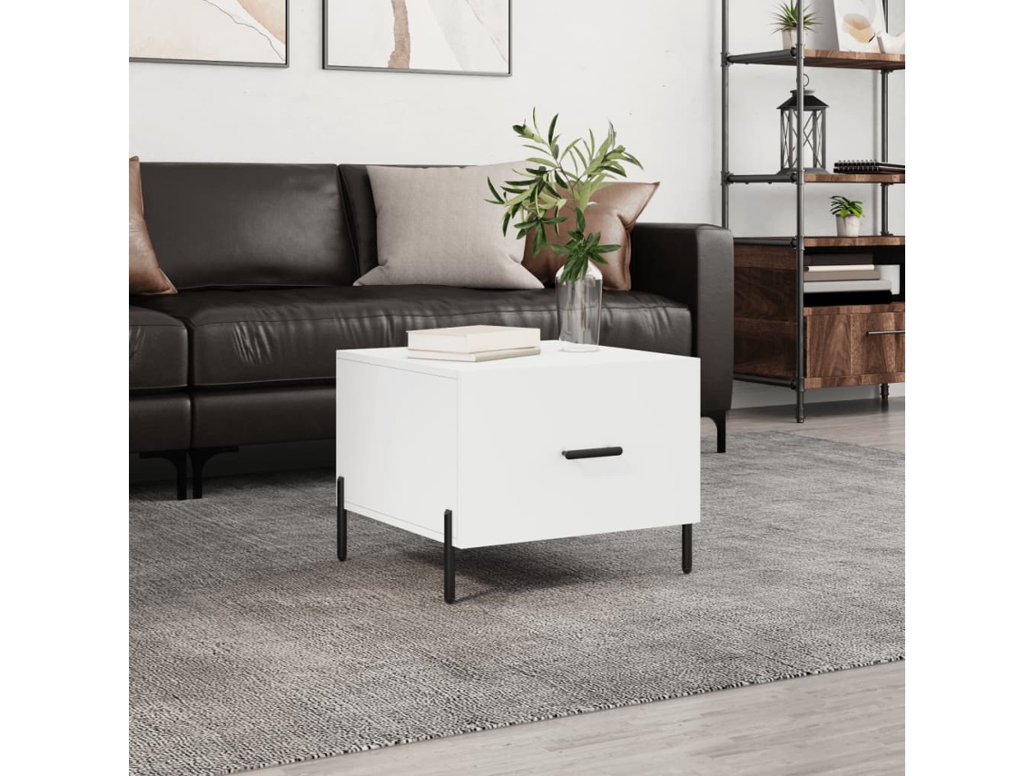 Mesa de centro de 50x50x40 cm, fabricada en madera sintética blanca, HARLANV1