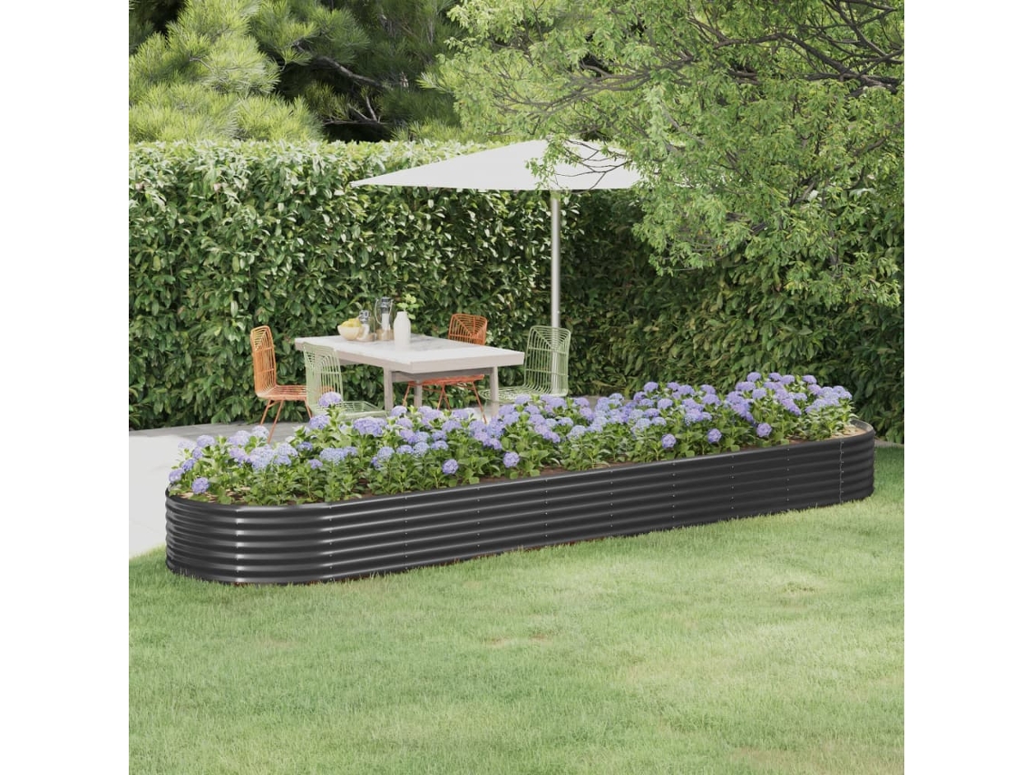 Jardín Elevado/Plantador de Acero con Revestimiento en Polvo Antracita 396X100X36 cm
