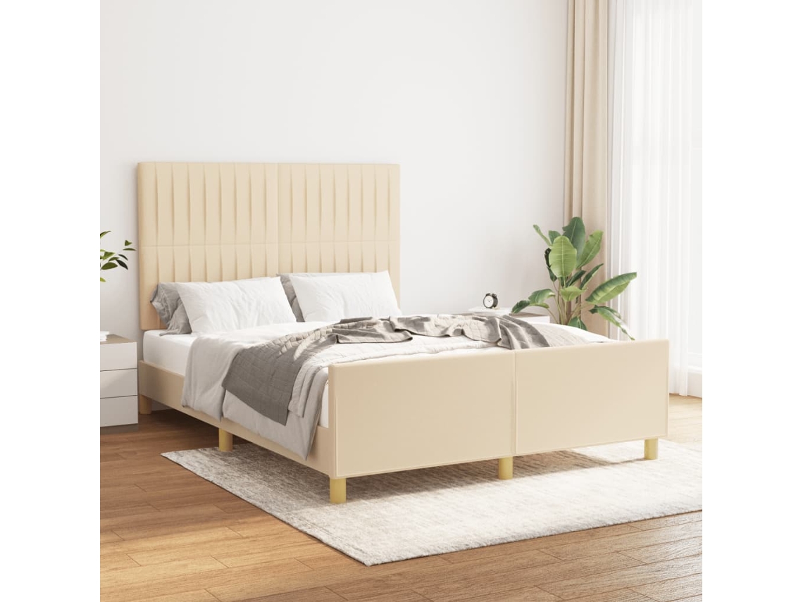 Cama Sin Colchón Tela Color Crema 140x190 Cm