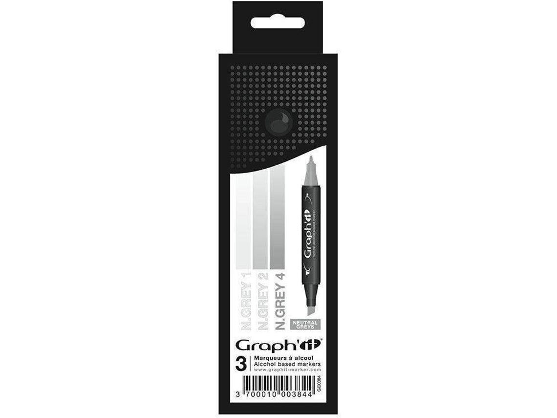 Set 3 Marcadores GRAPH'IT Gradiente Gris Neutro 0.8 mm