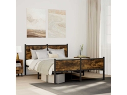 Estructura De Cama Sin Colchón Metal Roble Ahumado 150x200 Cm
