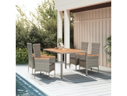 Conjunto de comedor de jardín DKD Home Decor de 5 piezas con cojines, ratán gris