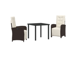 Maison Exclusive - Conjunto De Jantar Para Jardim 3 Pcs Castanho Vime Pe