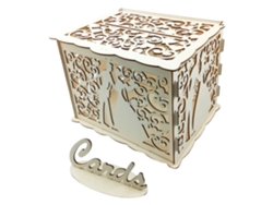 Caja de madera hueca para tarjetas de boda con estampado floral | Sin marca
