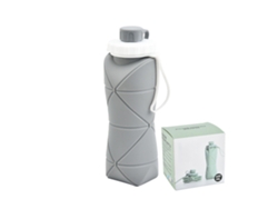 Botella De Agua Colapsable 600ml Silicona Grado Alimentario Boca Ancha Segura Para Niños Camping Viajes Deportes Gris Claro