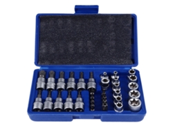 Juego De 34 Piezas De Puntas Y Vasos Para Llave De Estrella Con Estuche Para Reparaciones De Bicicletas, Motocicletas Y Automóviles.