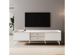 Mueble Tv 160 Cm - Con Dos Cajones, Dos Puertas Correderas, Superficie Baja - Blanco