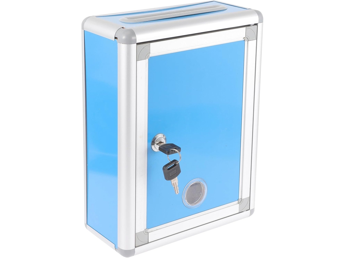 Buzón De Sugerencias De Aluminio Para Montaje En Pared Y Cerradura De Aleación Azul De Estilo Retro.
