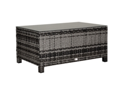 Mesa Auxiliar De Jardín Polyratã Gris De 85x50x39cm Para Balcón.