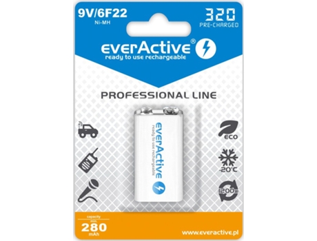 Pila Recargable 6F22/9V Ni-MH 320 mAh pre-cargo