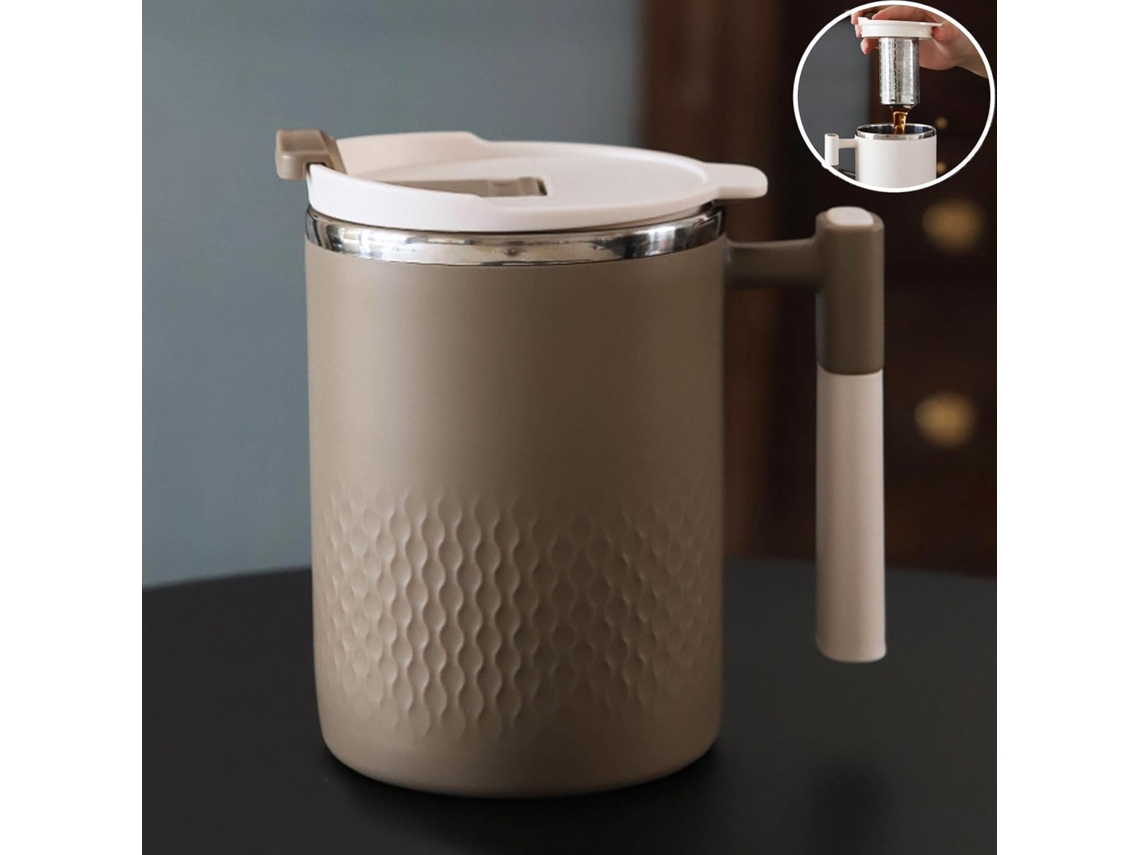 Taza Térmica Caqui De 450 Ml De Acero Inoxidable 304 Con Tapa Y Tamiz, Para Café/chá