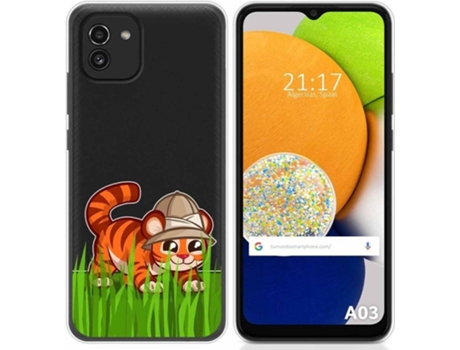 Carcasa para Samsung Galaxy A03 TUMUNDOSMARTPHONE Dibujos Transparente Tigre Multicolor