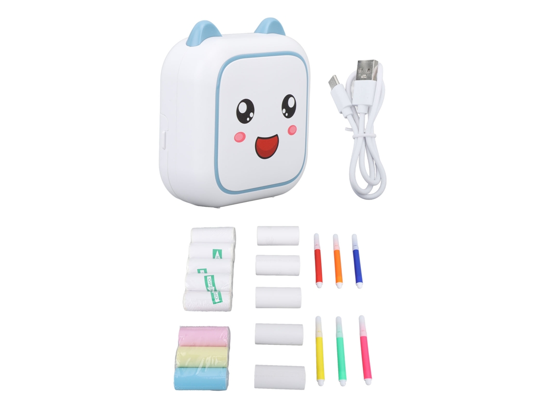 Impresora de pegatinas portátil Primerox Mini, sin tinta, Bluetooth, azul.