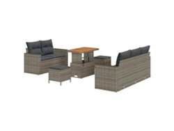 Maison Exclusive - Juego de sofá de jardín de 8 piezas con cojines, mimbre gris, Pe