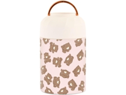 Tarro Térmico De Acero Inoxidable Con Cuchara Diseño Osito Adorable Rosa Para Niños Y Mujeres 500 Ml Grad...