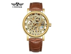 (estilo 5) Relógio Mecânico Manual Esqueleto Banhado A Ouro, Esportivo, Para Uso Profissional E Casual, Com Pulseira De Couro.