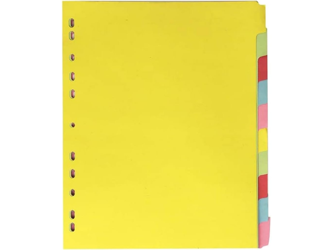 Separadores A4 De Colores, 12 Páginas Para Carpetas De Anillas De 11 Agujeros, Cartulina Bristol