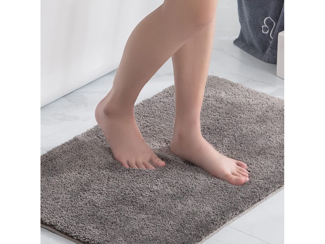 Alfombrilla de baño de microfibra suave, antideslizante, absorbente y lavable a máquina, Linjou Gris 60x90cm (gris, 60x90cm) 2026
