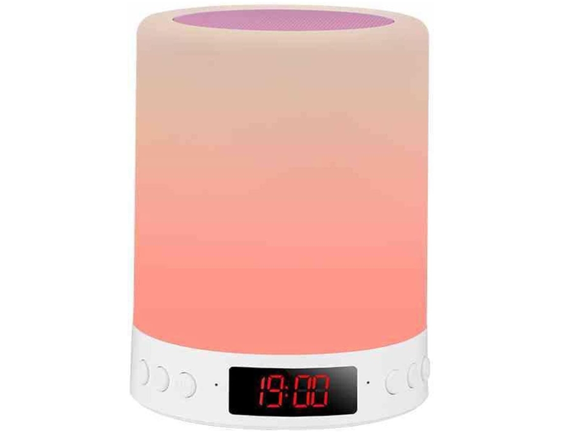 Luz Nocturna Regulable Lámpara De Mesita De Noche Sensible Al Tacto con Reloj Despertador Digital Lámpara De Columna Bluetooth para Ayuda BISBISOUS