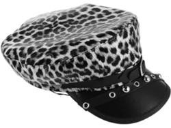 Gorra Plana De Mujer Estilo Newsboy De Piel Sintética Con Estampado De Leopardo, Punk Militar Informal.