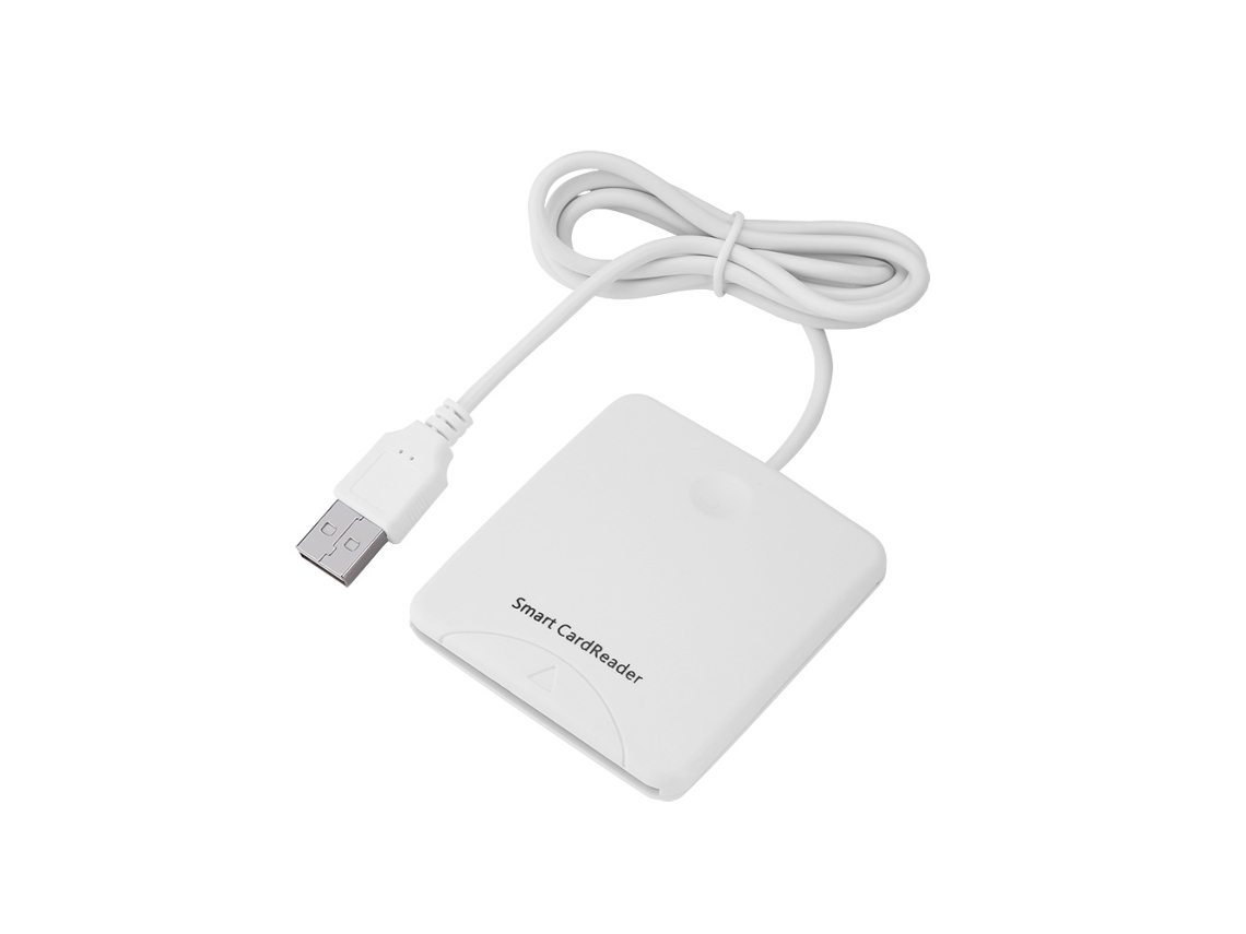 Lector De Tarjetas De Crédito Usb Portátil Blanco De Alta Velocidad Con Chip Inteligente Para Banca Móvil.