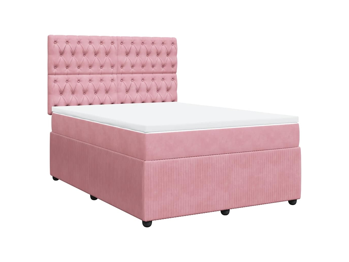 Maison Exclusive - Cama Box Spring Con Colchón Terciopelo Rosa 160x200 Cm