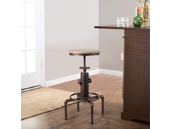Taburetes de Bar Altura Ajustable 59,5-75cm, Silla Estilo Industrial giratorio 360 de Asiento de Madera y Patas de Metal COSTWAY