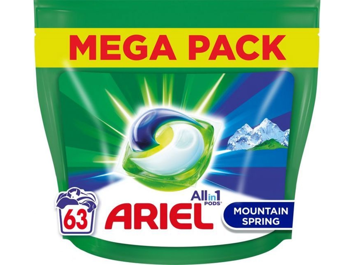 Ariel Detergente En Cápsulas All In 1, 63 Unidades, Fragancia Río De Montańa.