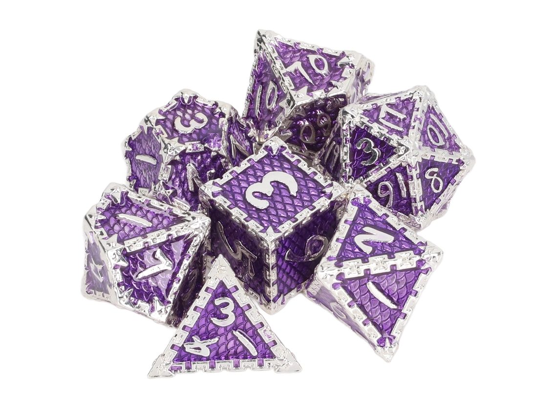 7 Dados Poliédricos De Metal Ligeros Con Números Claros Para Juegos De Rol Y De Mesa.