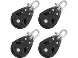 Juego de 4 poleas giratorias de nailon negro.