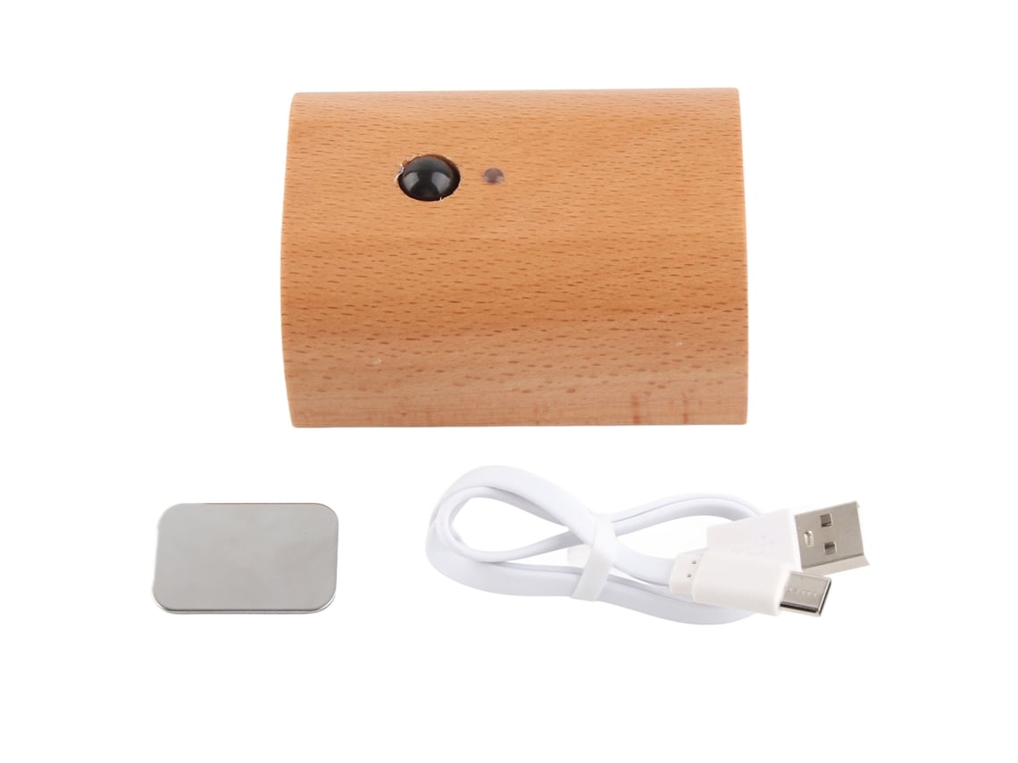 Bj-luz De Parede Led Para Escadas Com Sensor Dusk To Dawn, Madeira De Faia, Recarregável Usb, Iluminação Em Ambos Os Lados E Íman