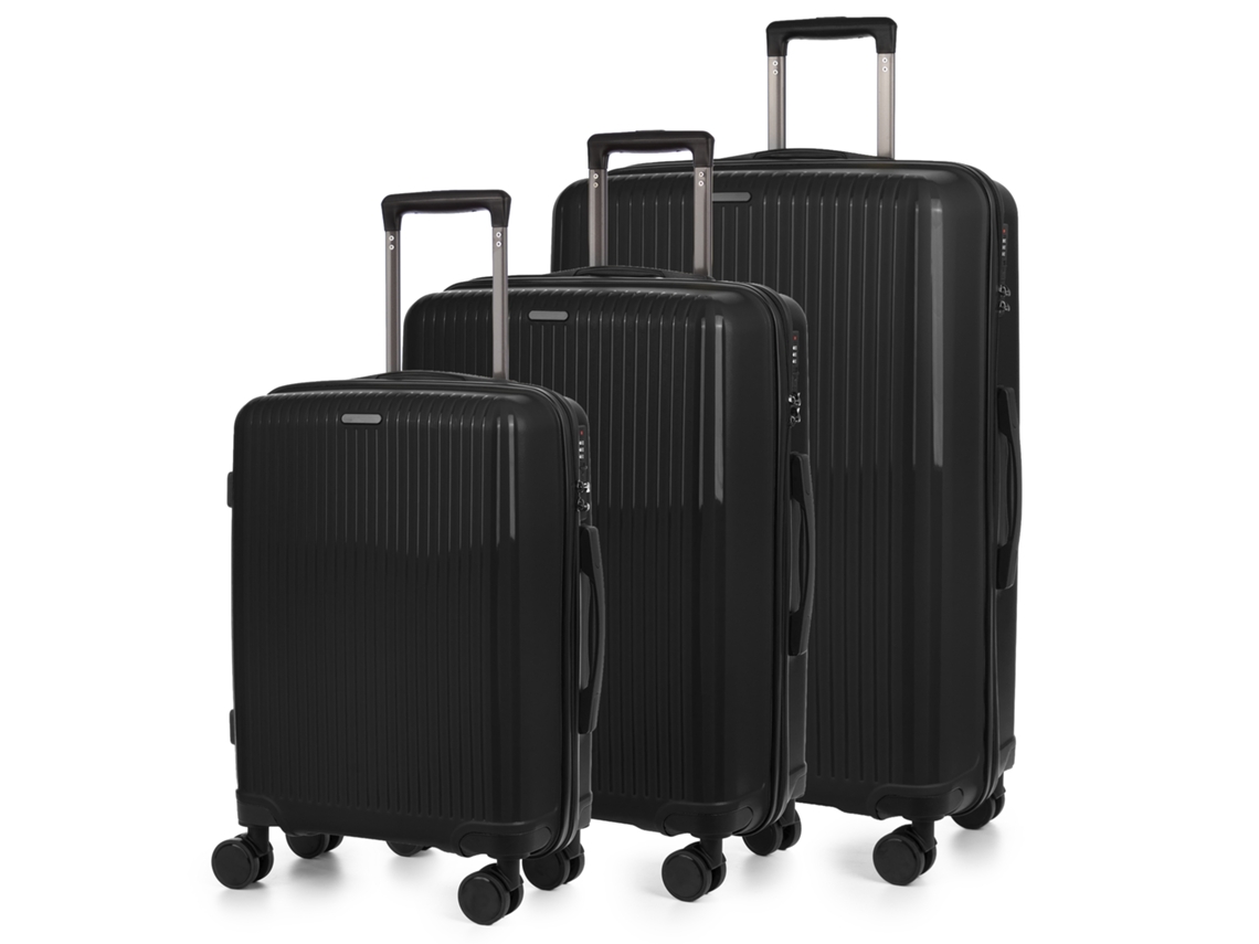 Juego De 3 Maletas Trolley, En Material Ligero Pp Resistente A La Rotura. Cerradura Tsa Numérica, 4 Ruedas Dobles Giratorias 360°.