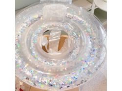 Flotador inflable para niños con lentejuelas transparentes para piscina de 7,5 a 17,5 kg